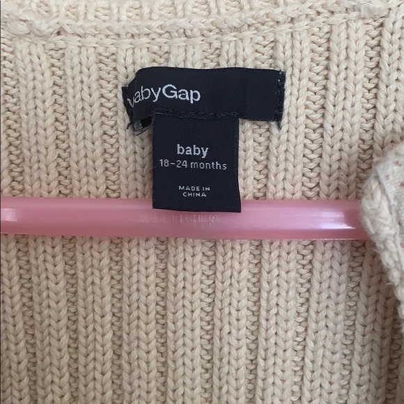 BABY GAP Toddler Girl Cream 100% Cotton Sweater Cardigan Size 18-24M EUC - Picture 2 of 6